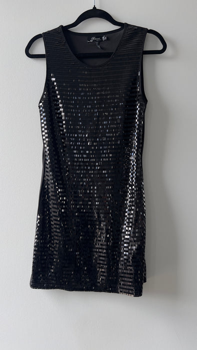 Bacci Black Sleeveless Reflective Sequined Mini Dress Size Small