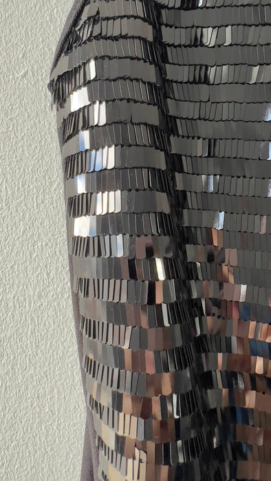 Bacci Black Sleeveless Reflective Sequined Mini Dress Size Small