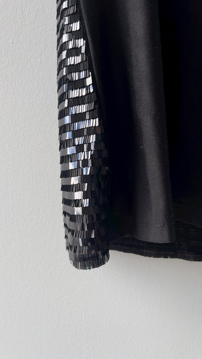 Bacci Black Sleeveless Reflective Sequined Mini Dress Size Small