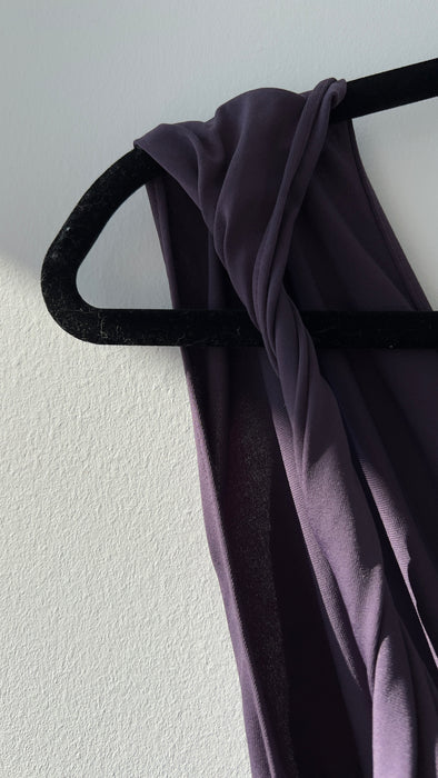 Vera Wang Velvet Belted Purple Midi Dress Size US 8