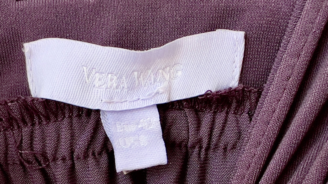 Vera Wang Velvet Belted Purple Midi Dress Size US 8