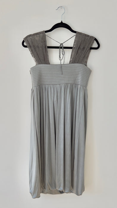 ErotoKritos Metallic Grey Party Dress with Corseted and Lace Detail Size 1