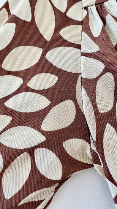 Ann Louise Roswald Dress Brown and Creme Leaf Print UK 10