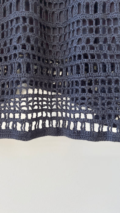 Theory Crocheted Sleeveless Dark Navy Blue Midi Dress Size Medium