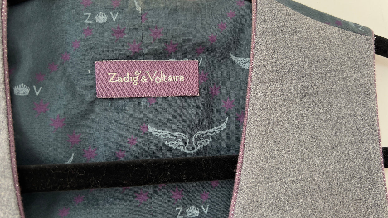 Zadig & Voltaire Grey Button Vest Size Small