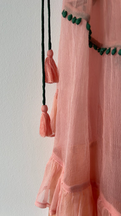 NFC Brand Sheer Coverup Peach Shawl with Tassels One Size