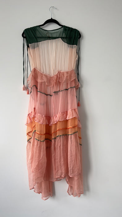 NFC Brand Sheer Coverup Peach Shawl with Tassels One Size