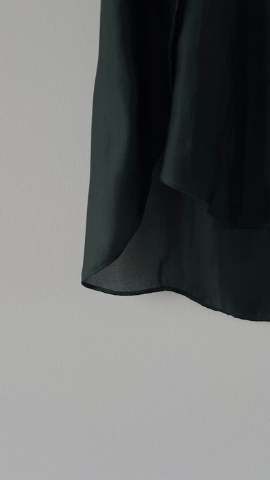 Theory Silk Sleeveless Mock Neck Forest Green Shirt Size Medium