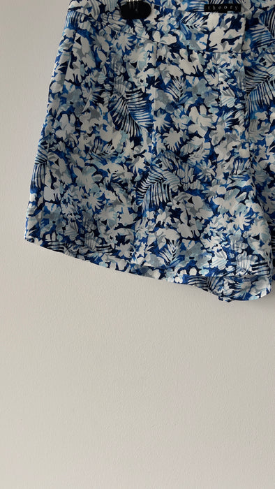Theory Silk Floral Blue and White Pattern Shorts with Pockets Size UK 6