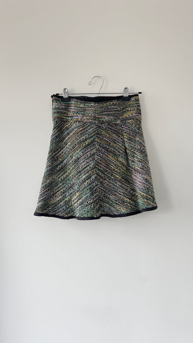 Nanette Lepore Knitted Flared Multicolor Striped Mini Skirt Size 2