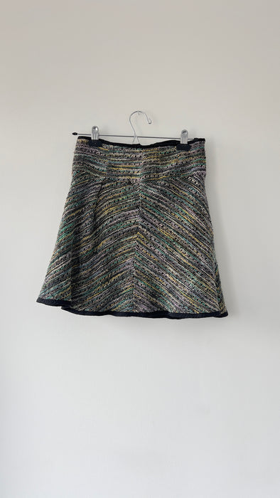 Nanette Lepore Knitted Flared Multicolor Striped Mini Skirt Size 2