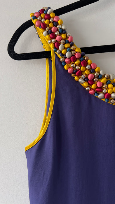 Vintage Catherine Malandrino Beaded Embellished Blue Dress Size 8