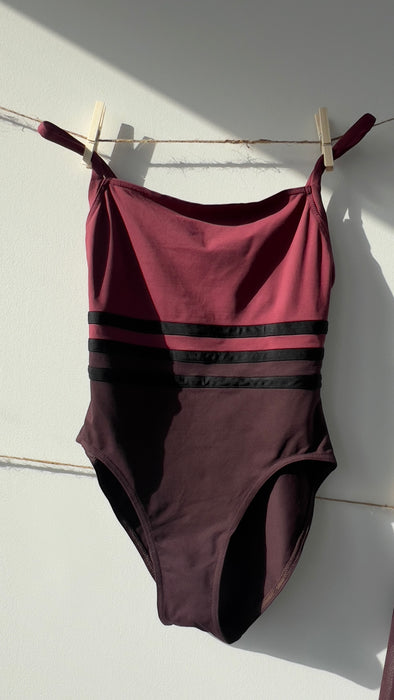Eres Burgundy One Piece with Matching Sarong Cover Up Size Medium