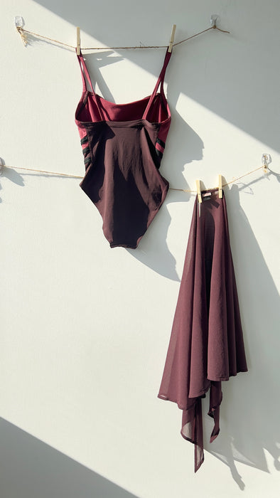 Eres Burgundy One Piece with Matching Sarong Cover Up Size Medium