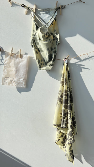 Eres Green Leopard Print One Piece with Matching Sarong Beach Cover Up