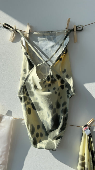 Eres Green Leopard Print One Piece with Matching Sarong Beach Cover Up