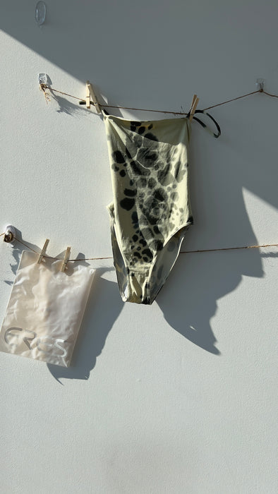 Eres Green Leopard Print One Piece with Matching Sarong Beach Cover Up