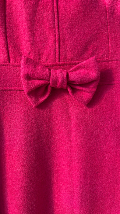 Vintage Pink Martini Fuscia Wool Mini Dress with Ribbon Size Small